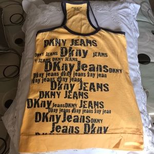 Graphic Exercise Tee Gold w Gray Trim DKNY Jeans